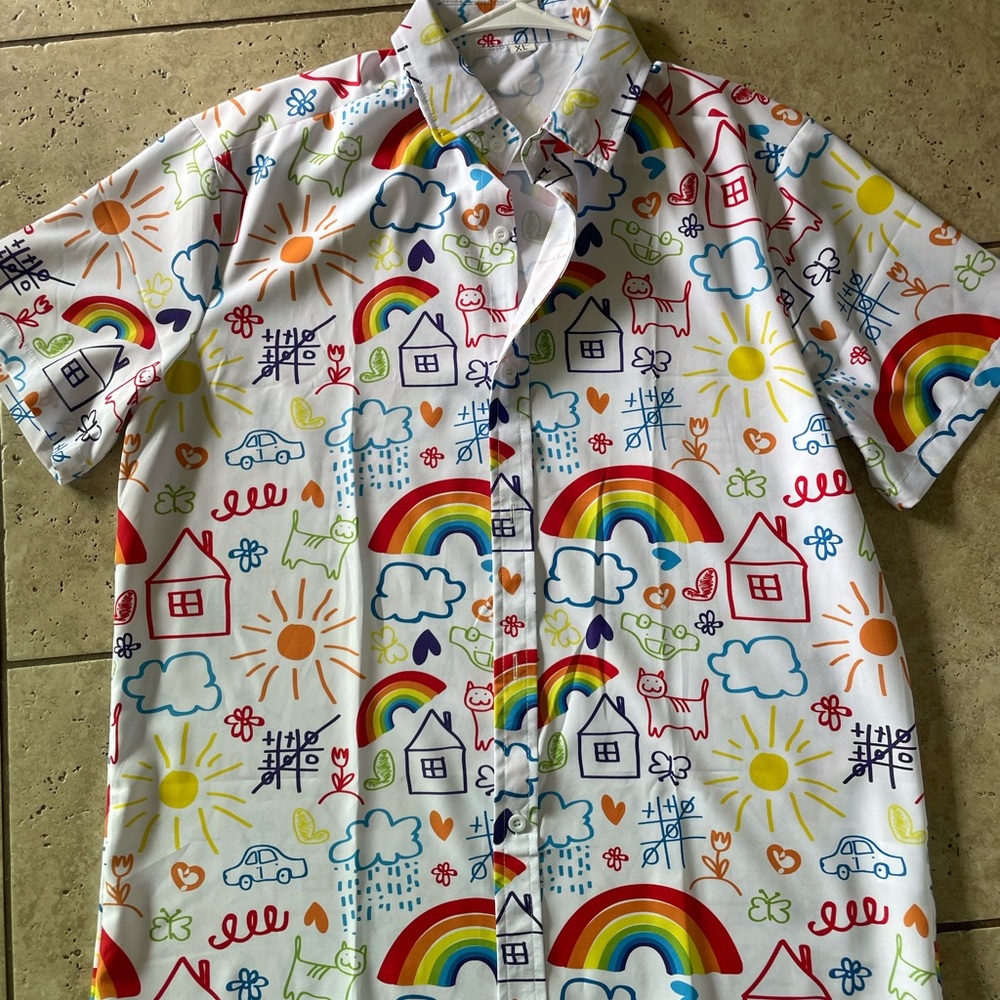 Colorful Graphic Button-Up Shirt